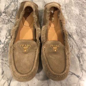Prada tan loafers